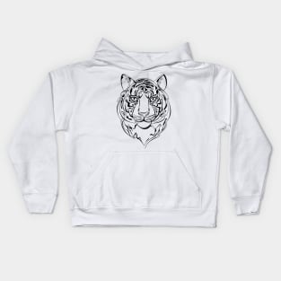 Continuous Line Tiger Portrait. 2022 New Year Symbol by Chinese Horoscope Kids Hoodie